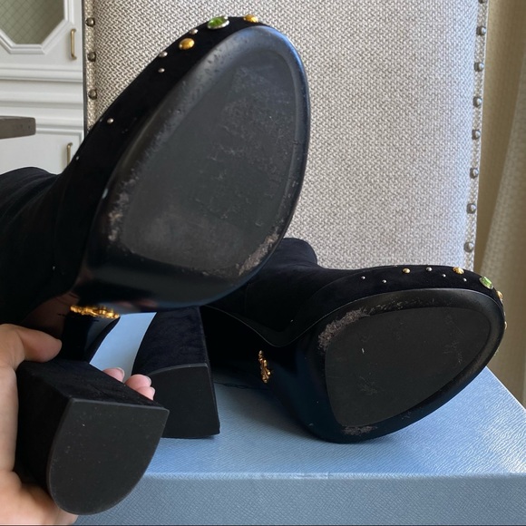 Worn x1 Prada Suede Crystal Embellishments Boots - Picture 11 of 12